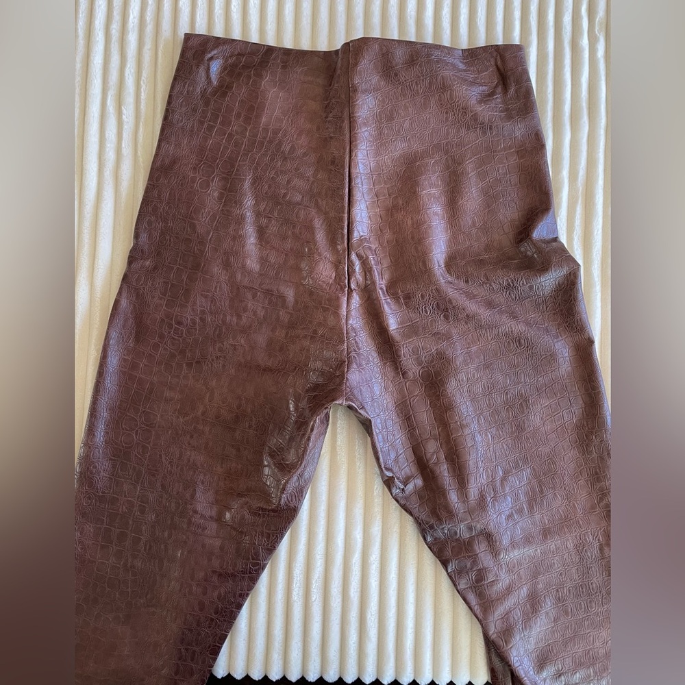 Commando leggings Faux Leather Croc-Embossed size Large LIKE NEW brown - Picture 8 of 17